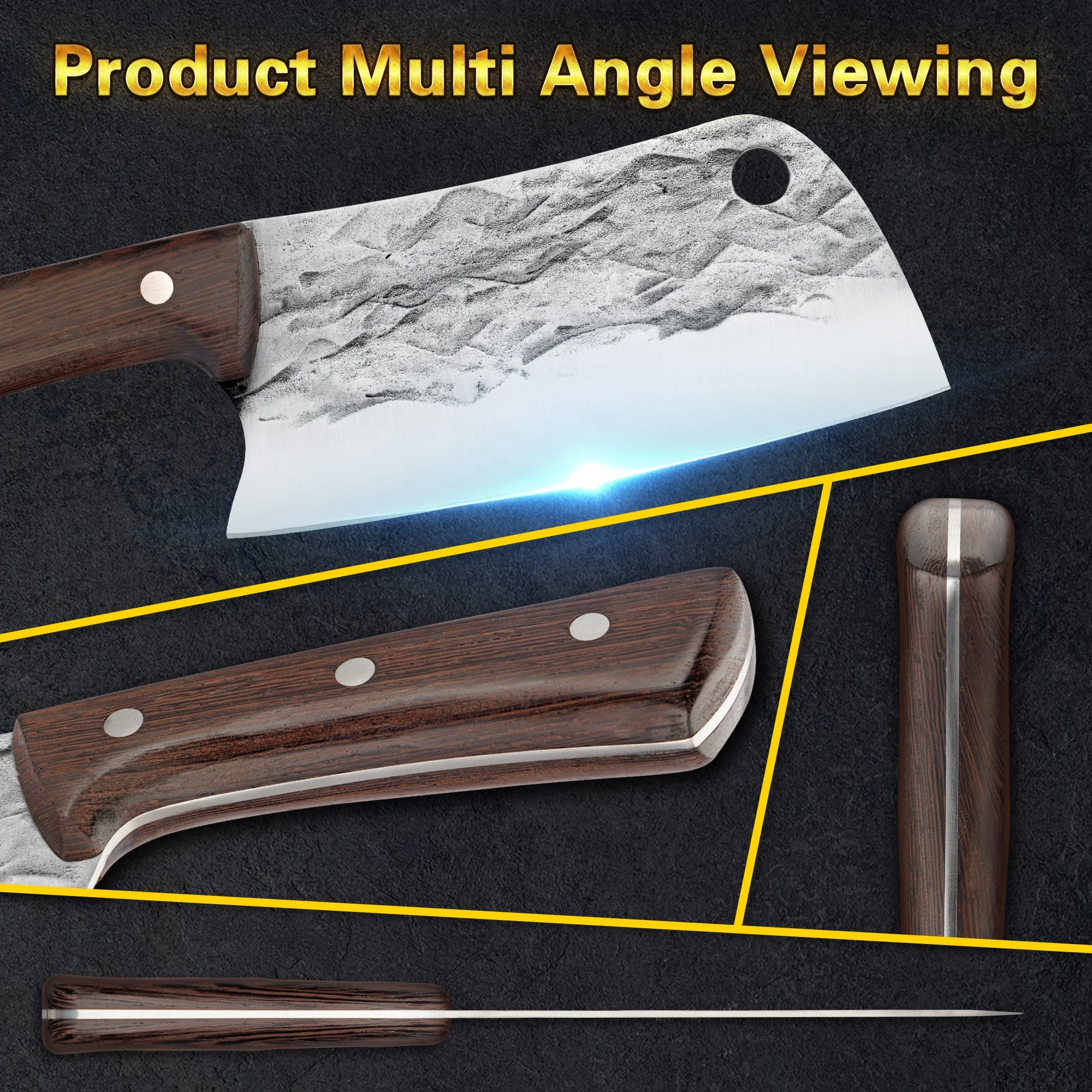 Wenge Wood Handle Full-Tang Super Heavy Duty 6 Inch Mini Cleaver Kitchen Boning Knife Chinese Knives With Gift Box