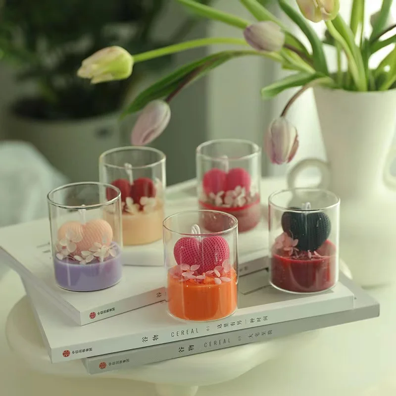 Handmade Decorative Flower Heart Shape Candle Scented Candle For Wedding Celebration Home Decor