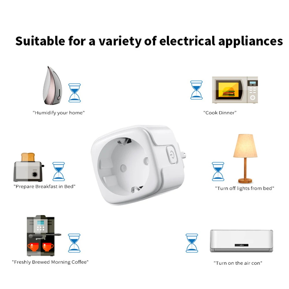 16A Zigbee Smart Plug Socket With Power Energy Monitor EU Multi Plug Tuya APP Control Works With Alexa Google Assistant