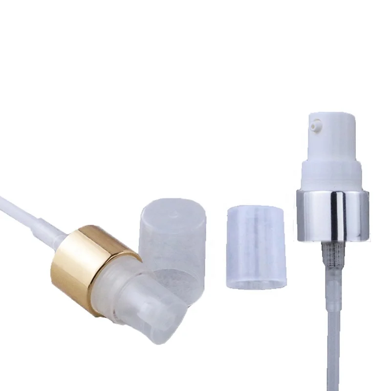 New Design Small Mouth 18mm 20mm 24mm Empty Round Gold Aluminum Plastic Serum Pump Cream Dispenser for cosmetic bottle NK-29-16A