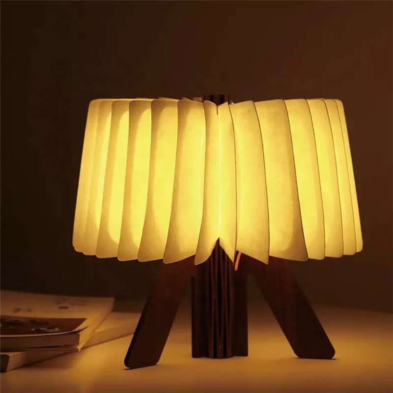USB перезаряжаемая светодиодная складная деревянная настольная лампа в форме книги ночник освещение для домашнего