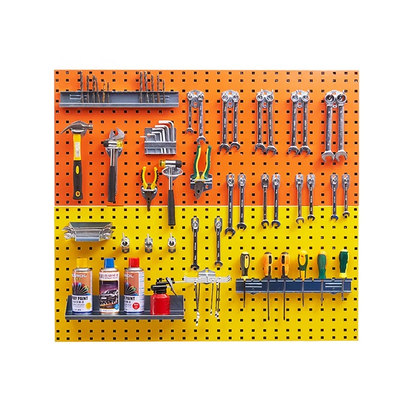 Heavy Duty Peg Board Panels Black Pegboard Display Wall Organizer Steel Tool Storage Frame Large Metal Pegboard For Walls Home