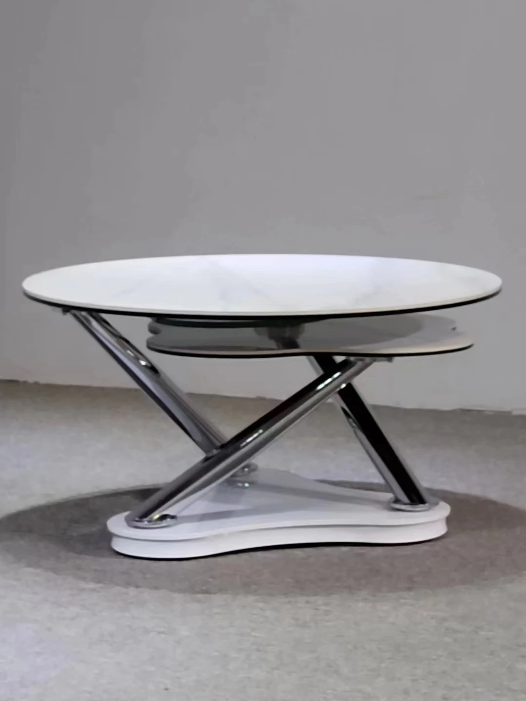 New Style Multifunctional Rotatable Round Shaped Tempered Glass Center Tea Coffee Tables Modern Living Roon Furniture