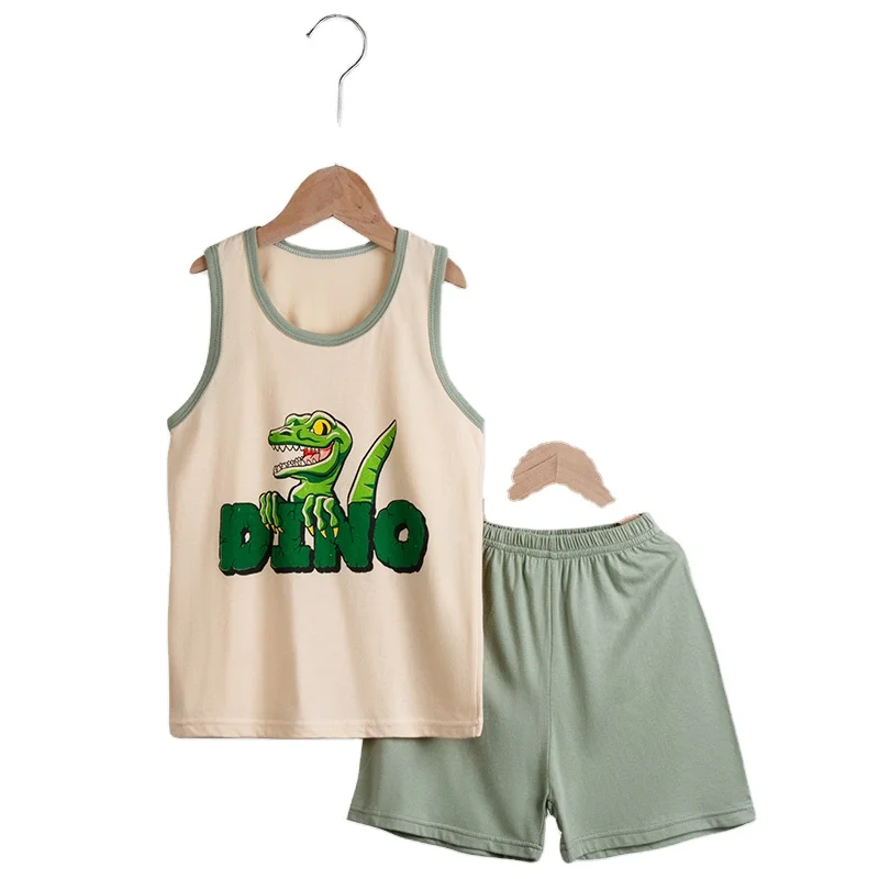 Китайская фабрика, оптовая цена, новый летний детский костюм из двух предметов без рукавов с принтом