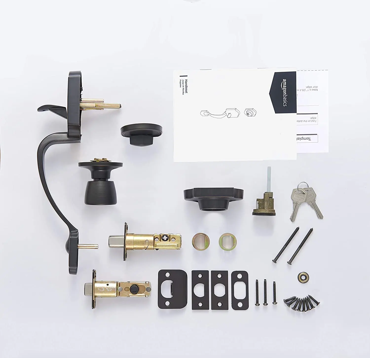 Iron Black Finish Single Cylinder Deadbolt Handle Set with Lever Door Handle Reversible for Right and Left Handed