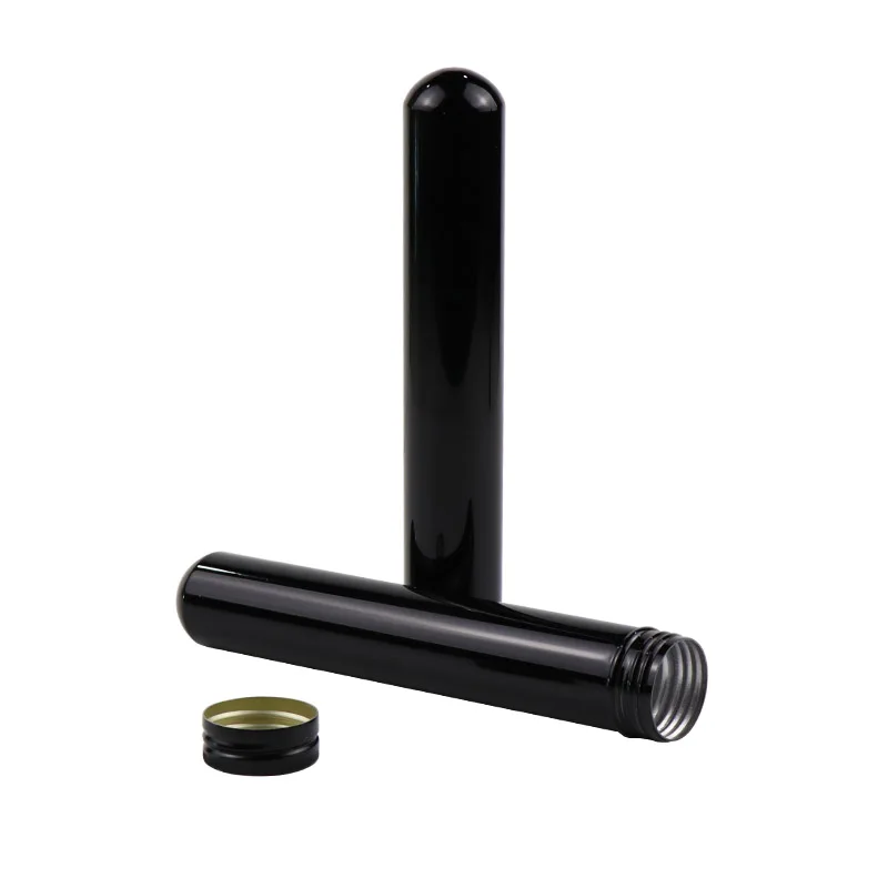 Custom black wholesale travel metal aluminum cigar packaging tube with screw cap