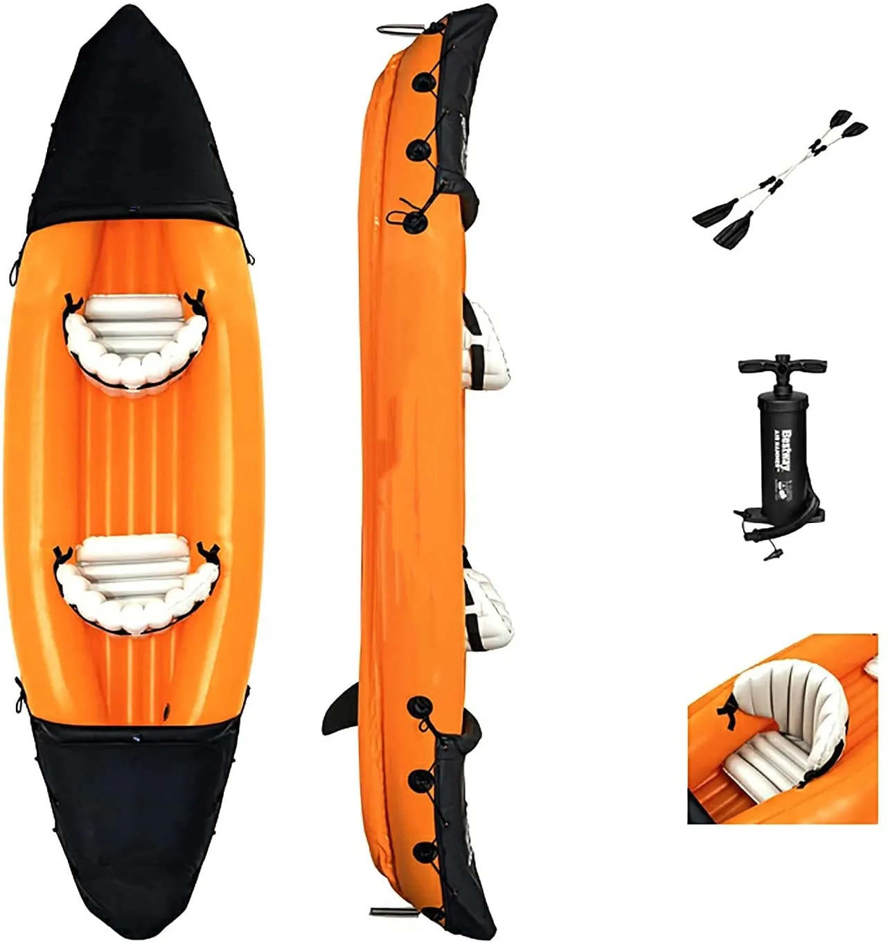Inflatable canoe/kayak for 2 Person Kayaks for adults and Kids Portable Touring Set with two Paddles and Output Air Pump (1600300579006)