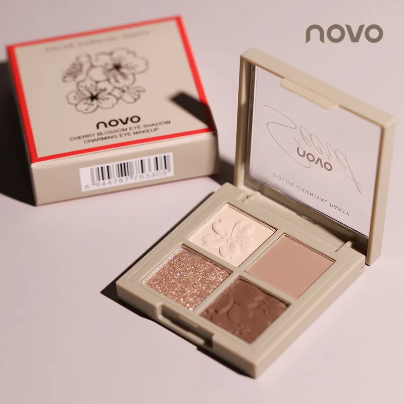 new four-color eye shadow pearlescent earth color eye shadow palette glitter makeup shadow powder lasting cosmetics