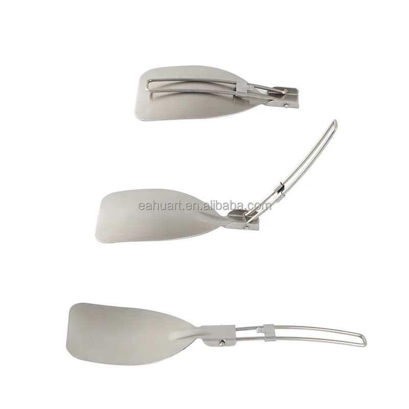 The latest outdoor folding frying spatula portable 304 stainless steel rice spatula for barbecue picnics and mountain trips