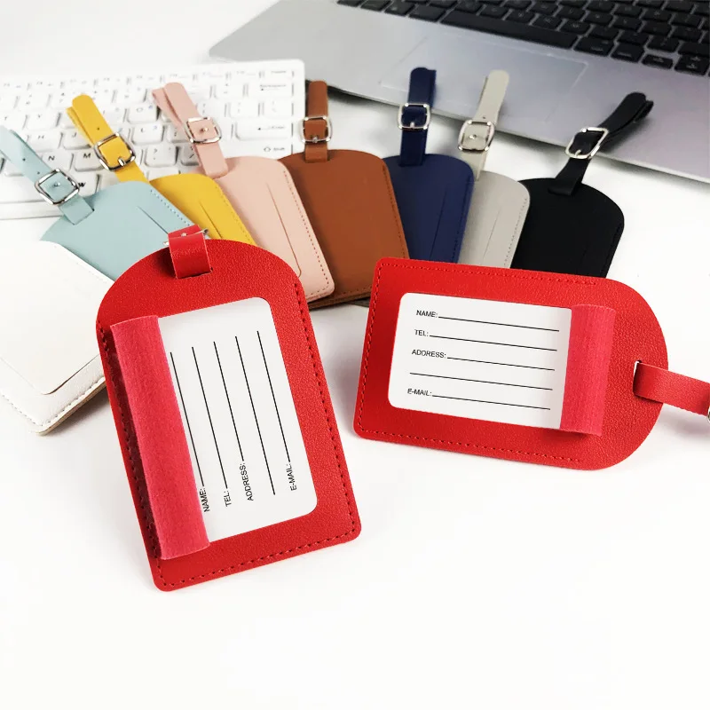 Corporate Business Gift Custom Wholesale Favors Travel Placecard Flip Flop Cheap Faux waterproof  Leather Airline Luggage Tag