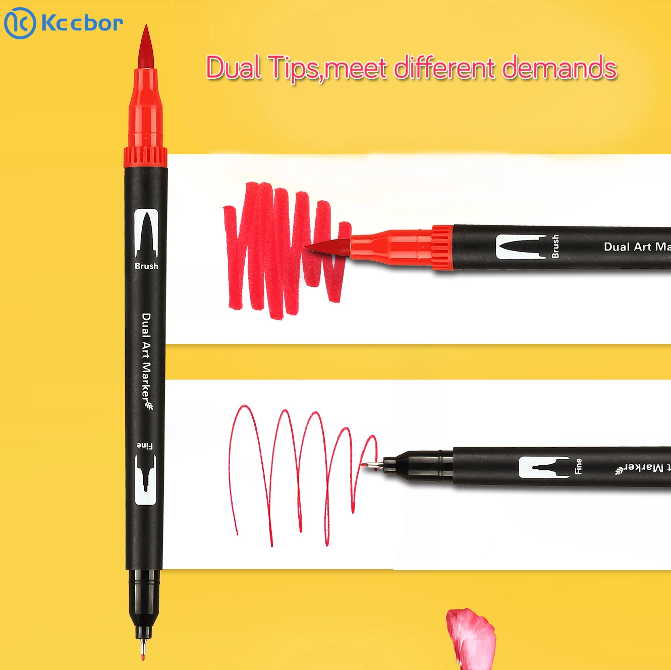 Dual tip water soluble watercolor brush marker pen  twin tips multi color highlighter
