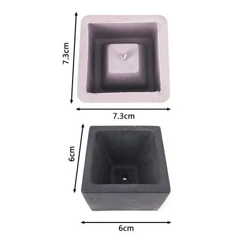 Yiwu bobao factory supply cube shape plaster moss basin desktop green succulent bonsai vase plaster concrete silicone molds
