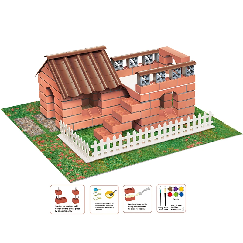 Kids Gift  Mini Construction Building Brick Toys DIY Brick Cement House