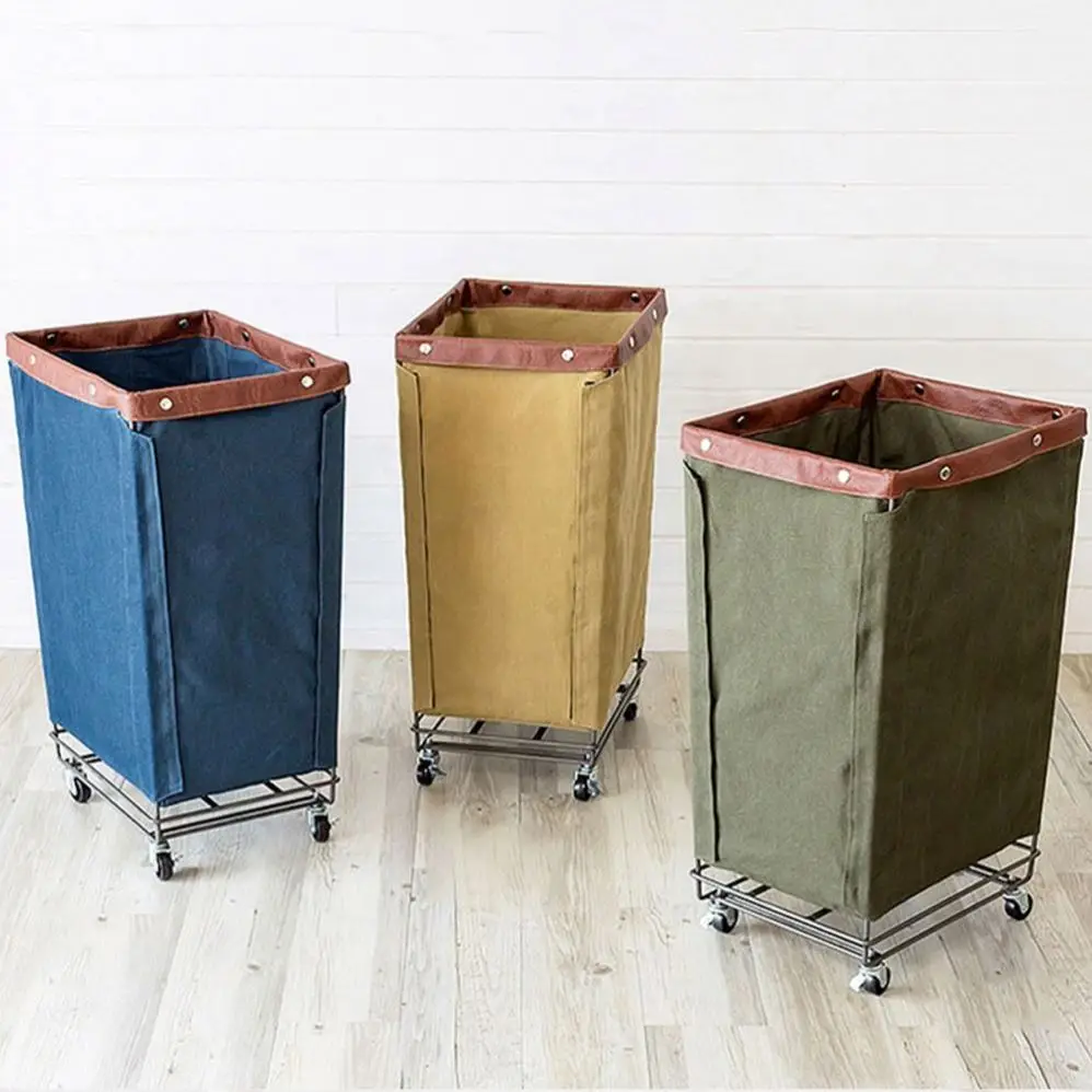 Linen Cart Trolley  Factory Hotel Commercial Dirty Stainless Steel Metal Heavy Duty Big Laundry with Wheels