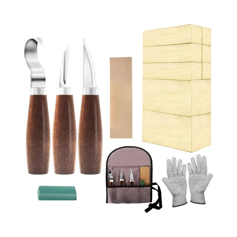 Набор деревянных блоков с грецким орехом набор подарков для взрослых и детей начинающих резьбы по дереву