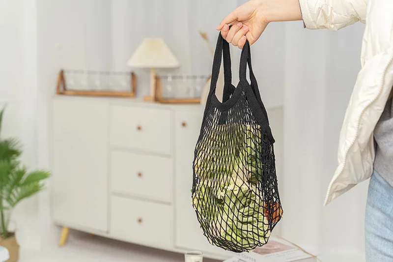 Large Reusable Organic Cotton Tote Mesh Shopping String Net Bag for Vegetables Packaging Option