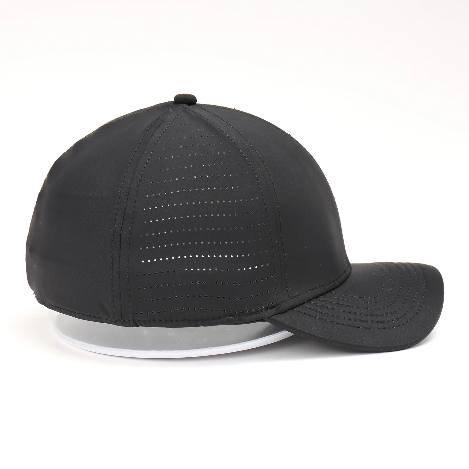 Wholesale Custom 5 Panel Rubber Pvc Logo Rope Baseball Cap High Quality Fashion Perforated Performance Hole Sport Golf Gorras