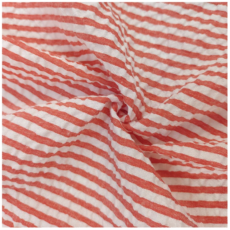Stock Bubble Stripe Shirt Fabric fashion 100 polyester yarn dyed Student uniform Striped shirt fabric For students