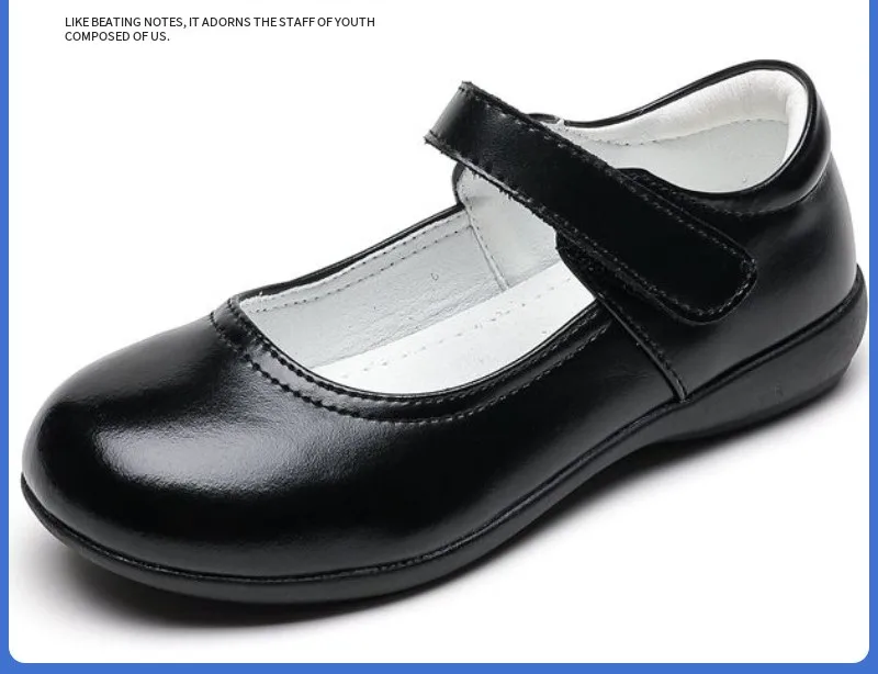 Wholesale school girls genuine leather black shoes for school kids uniform