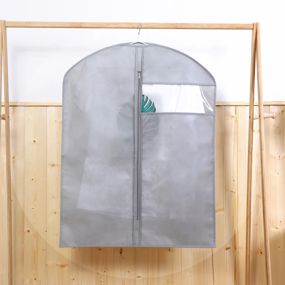 Custom Logo Dust Protector with Zipper Reusable Luxury Nonwovens Jacket Coat Dress Suit Clothes Garment Cover Dust Bags