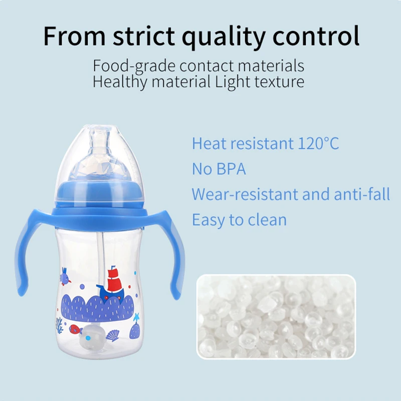 Baby bottles supplies in bulk big capacity 300ml silicone nipple baby drinking bottle baby feeder bottle