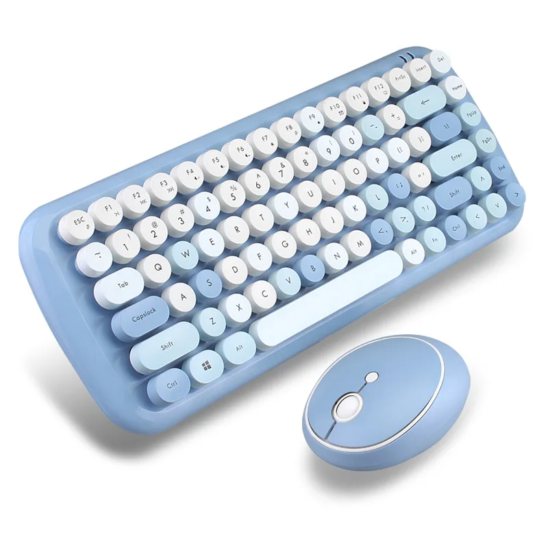 
Free Shipping Women Dot Colorful Lipstick Candy Mechanical Bluetooths Wireless Keyboard And Mouse for Laptop Desktop 