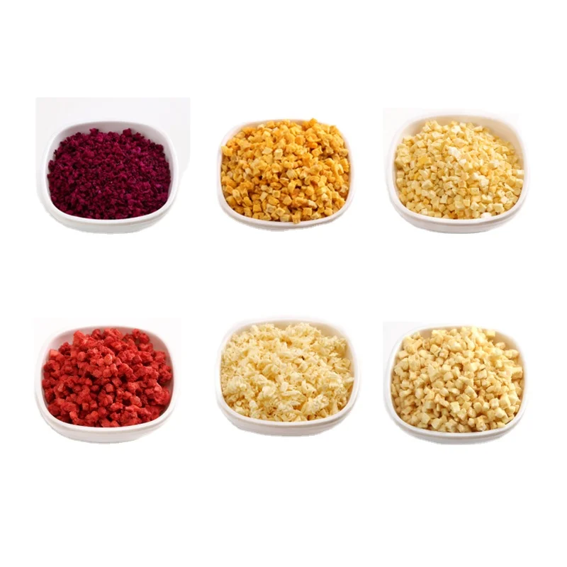 Guoyue Freezedried Fruits Vegetable Dices Natural Dried Strawberries Mango Peach Pineapple Apple Pitaya Sublimated Freeze Dried