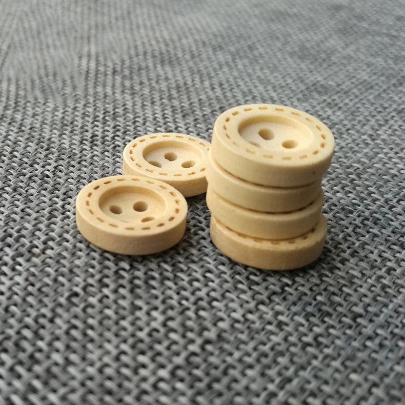 Wooden Buttons Natural Color Round 4-Holes Sewing Scrapbooking DIY Clothes Buttons Sewing Accessories