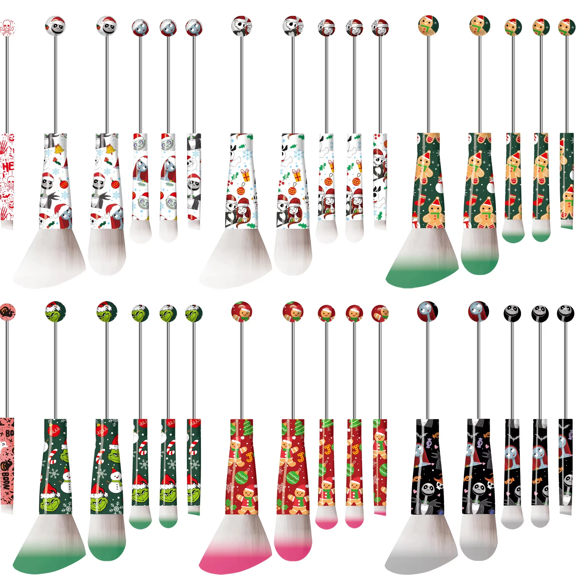 Набор кистей для макияжа с металлическими ручками