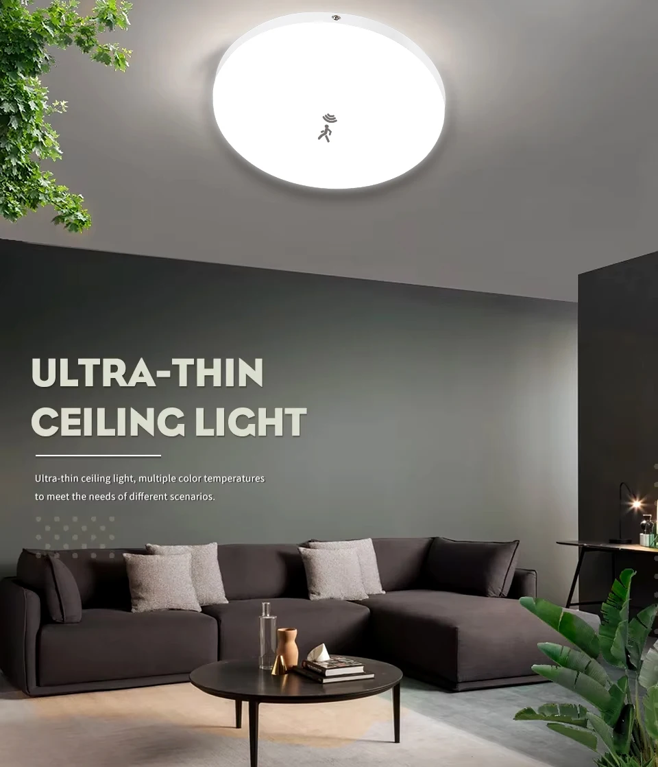 High Sensitivity Microwave Round Smart Home Motion Sensor Led Ceiling Light