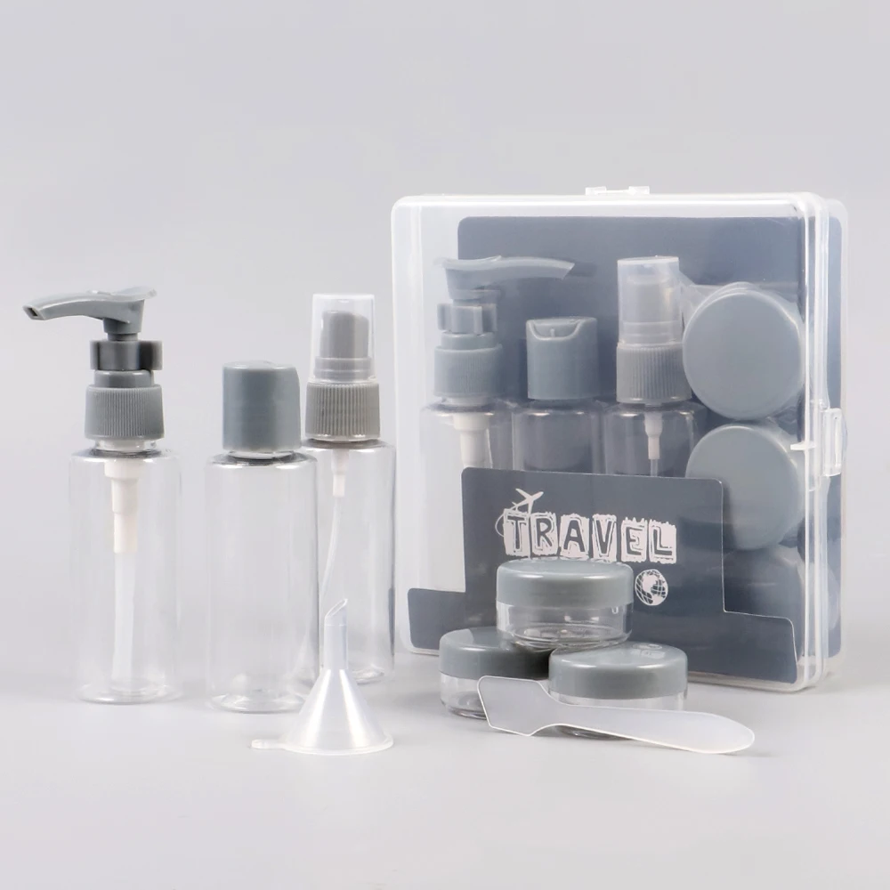 Empty mini travel spray bottle 15ml cosmetic travel plastic bottle set kit for tour