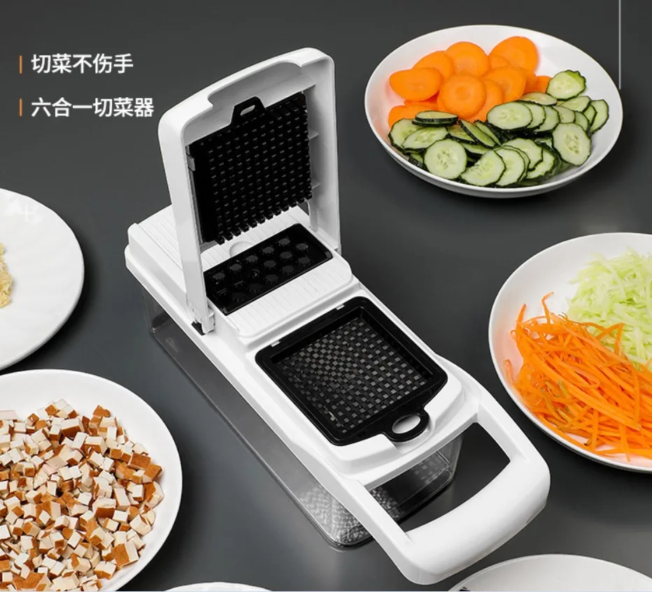 Vegetable Chopper Spiralizer Vegetable Slicer Onion Chopper with Container Pro Food Slicer Dicer Cutter
