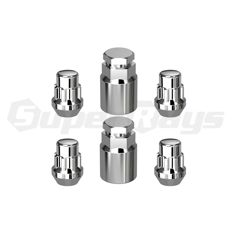 WHEEL NUT LOCK LN004 L=32mm CHROME KEY L=42mm 4+2PCS/SET Blister Packing wheel lock for Ford