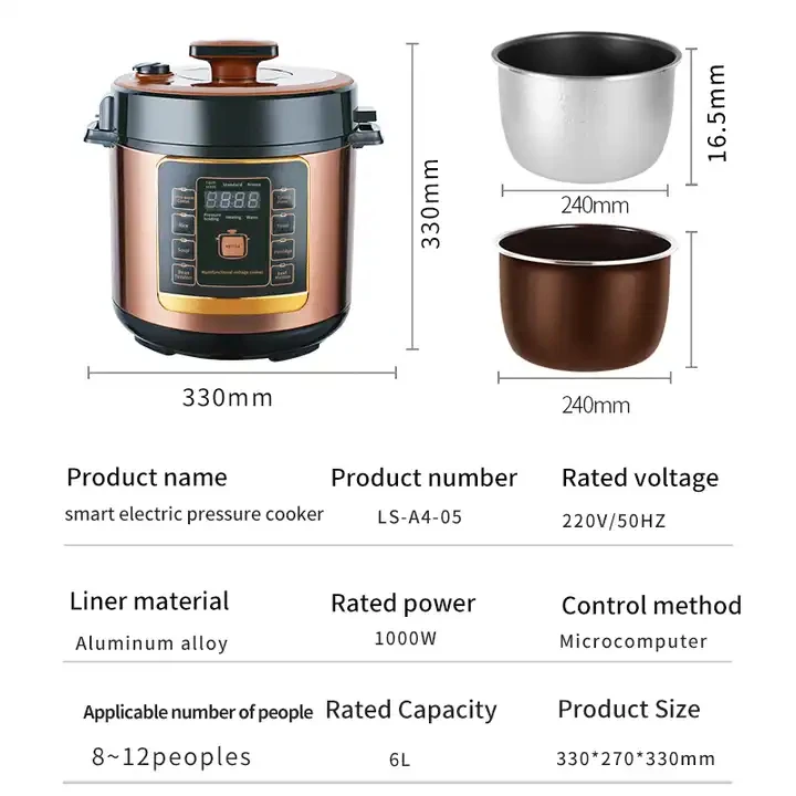 Factory Direct Sales Smart micro-computer stainless steel smart multifunction 6l 8l 10l 12l electric pressure cooker