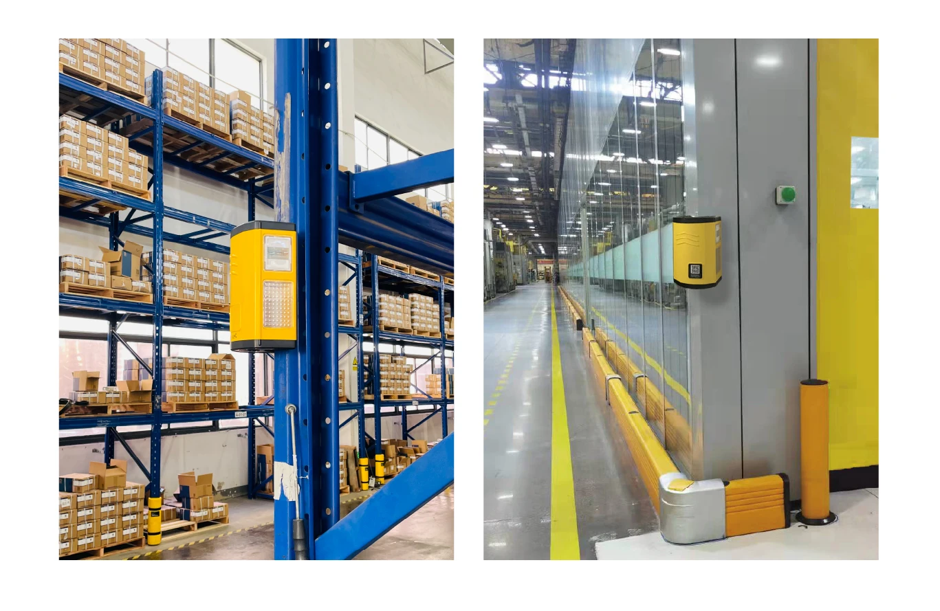 Easily Install Flexible Barrier Forklift Alarm System Polymer Shelf Corner Warning Lights Rack Corner  Shelf Warning Light