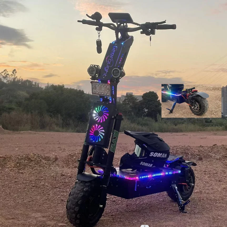 Foldable High Speed 72V E-Scooter 30-100Ah 13inch 14inch Fat Tire 8000W 10000W 15000W Electric Dual Motor Scooter