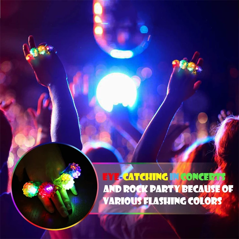LED Light Up Porcupine Spike Rings Bulk Binky Jelly Ring Party Favor for Bar and Parties Assorted Colors