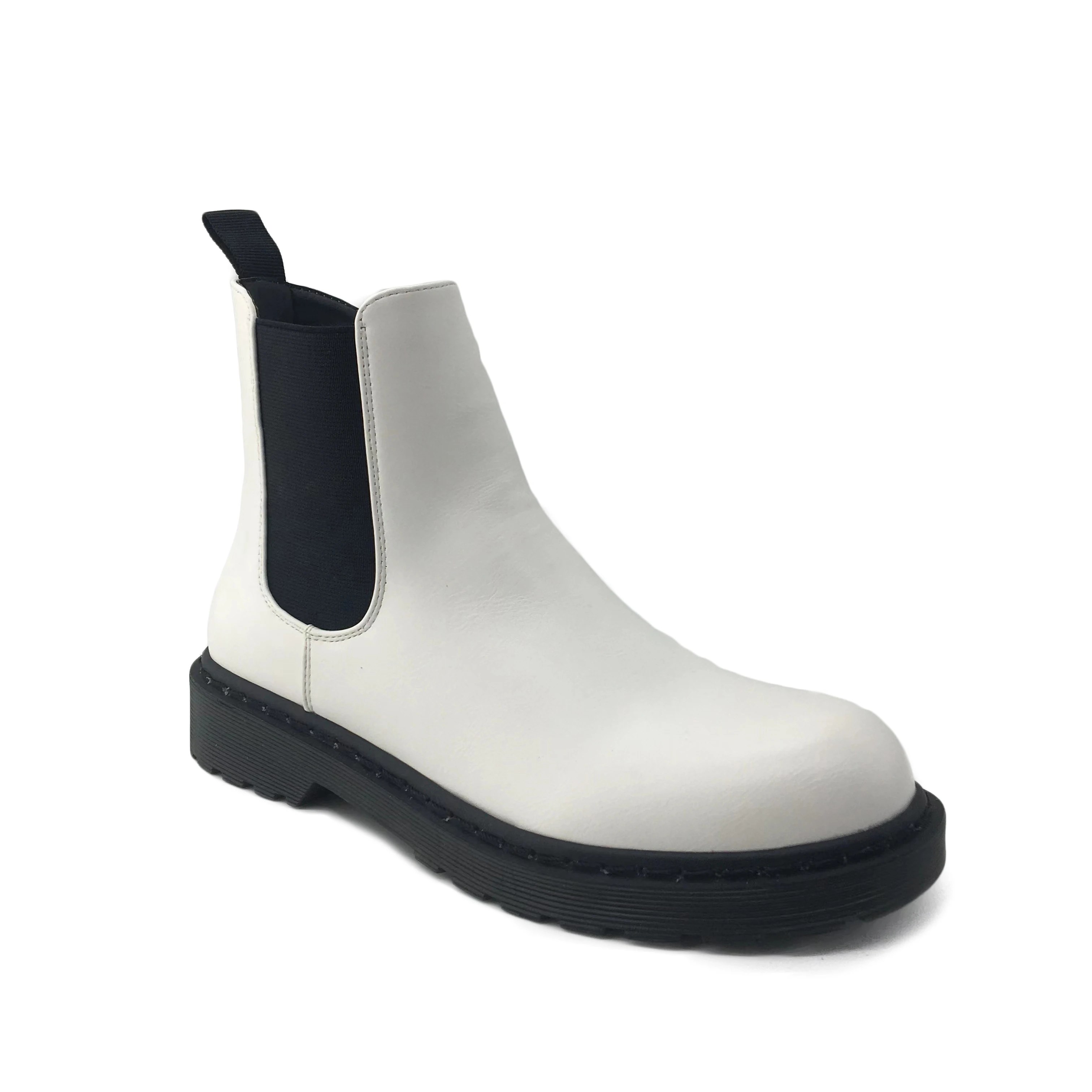 PVC Ladies Shoes Elastic Non-slip Women Boots Fabric Shoe Box 2023 New ZIP Solid Trend All-match Pu Leather Black and White