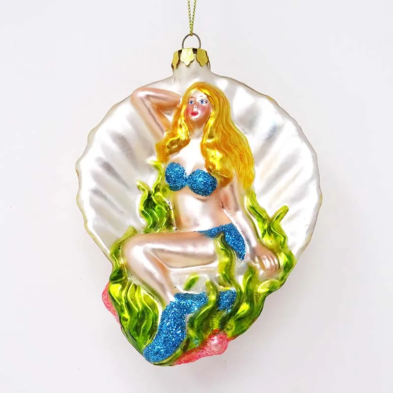 Wholesale christmas glass angel ornaments elegant play a trumpet angel pendant