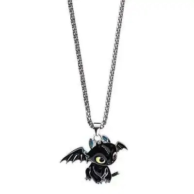 Necklace female ins stainless steel black and white double evil dragon couple one man and one woman pendant pendant