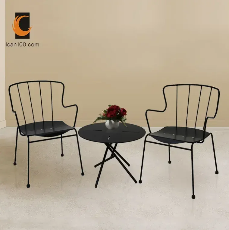 Wire Steel Chair Metal Legs Restaurant Furniture Coffee Shop Metal Black Dining Chair