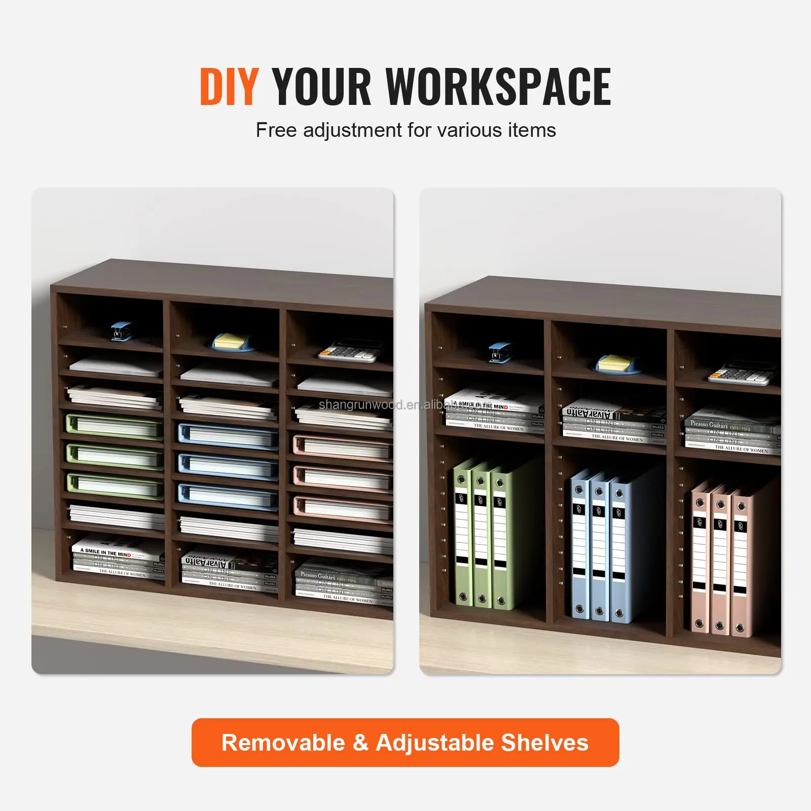 Wooden Office Organizer for Home and Desk Wood With File Organizer for Office Supplies Storage