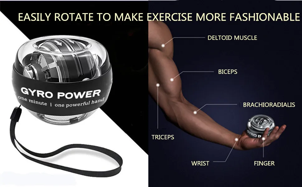 LED Lights Wrist Trainer Gyro Ball Auto-Start Power Wrist Exerciser Equipment with Counter Arm Hand Muscle Trainer Equipment