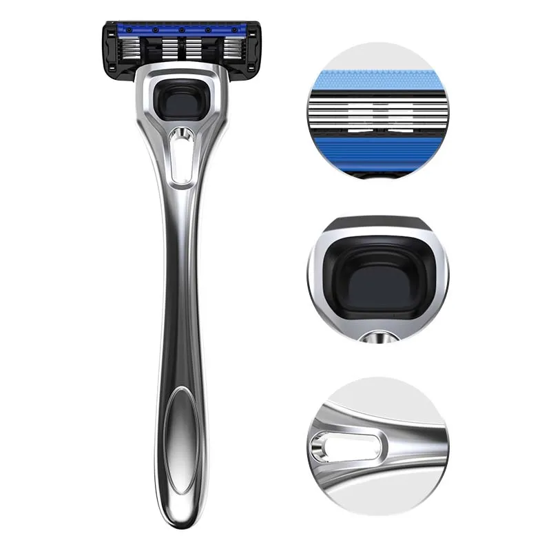 Mens Shaver Waterproof Razor Stainless Steel System No 5 Metal Body Head 5 Five Blade Men Metal Handle Mens Bikinis