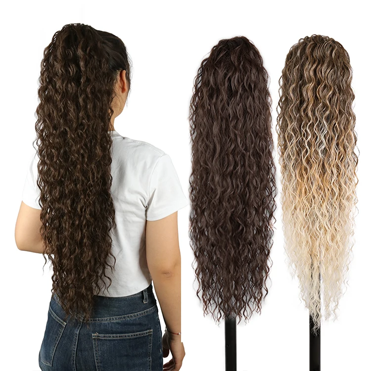 Julianna 28inches Kanekalon Heat Resistant Curly Drawstring Synthetic High Temperature Fiber Hair Ponytails Extension