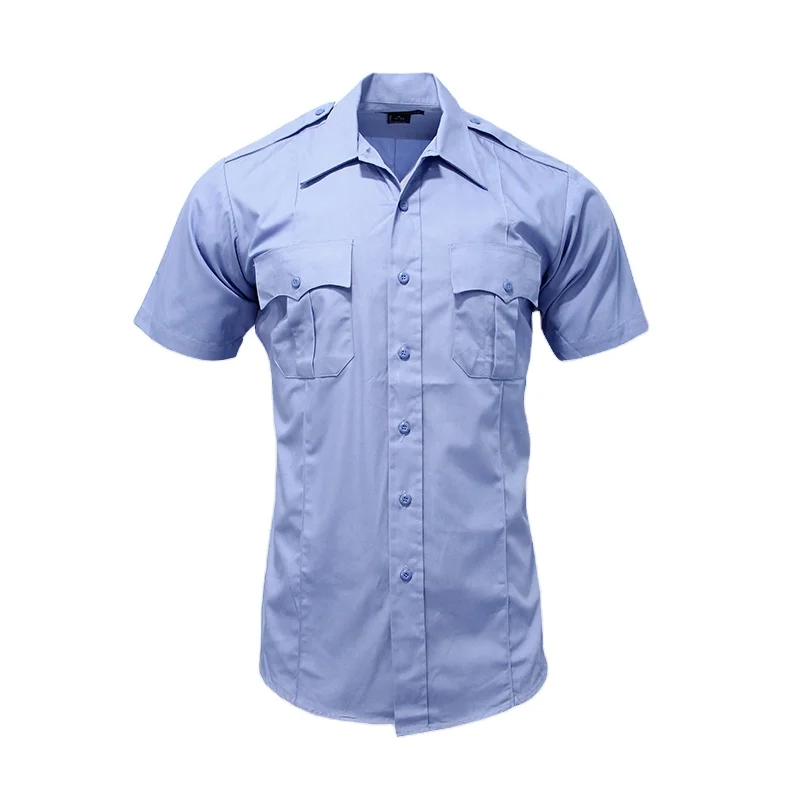 Мужская Летняя униформа охранника из полиэстера с короткими рукавами Синяя Униформа 100%