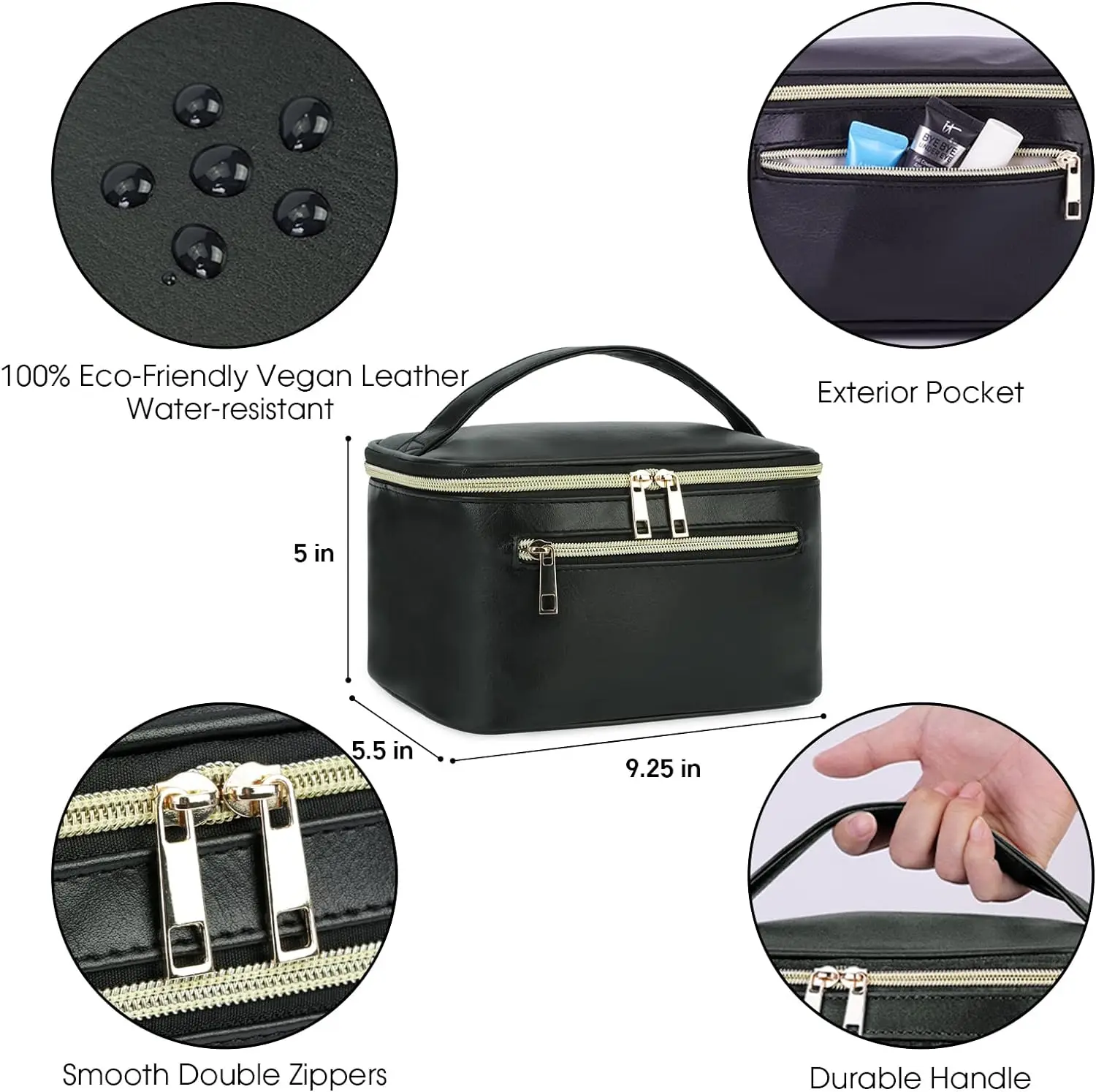 Custom Logo Makeup Bag Travel Make Up Organizer Cosmetic Brush Bags Case In Eco Vegan Leather For Women