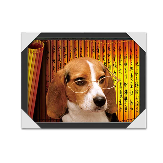 3d lenticular printing dog picture with MDF Frame 3d poster in stock of lovely  puppy images