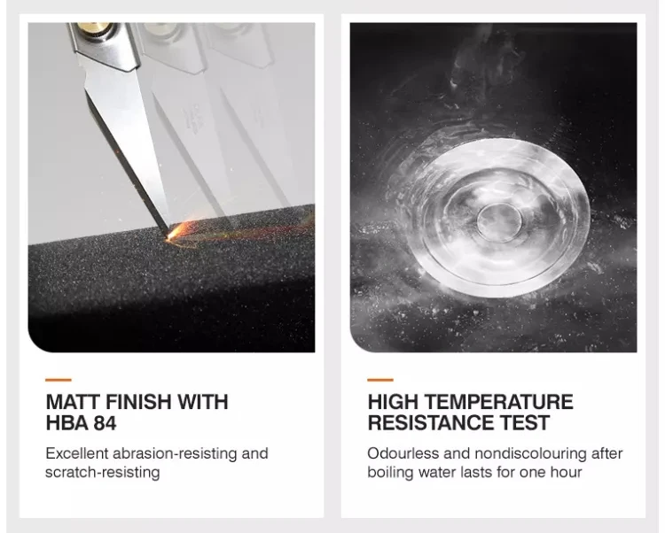 White quartz composite granite high hardness kitchen ceramic single bowl washbasin sink