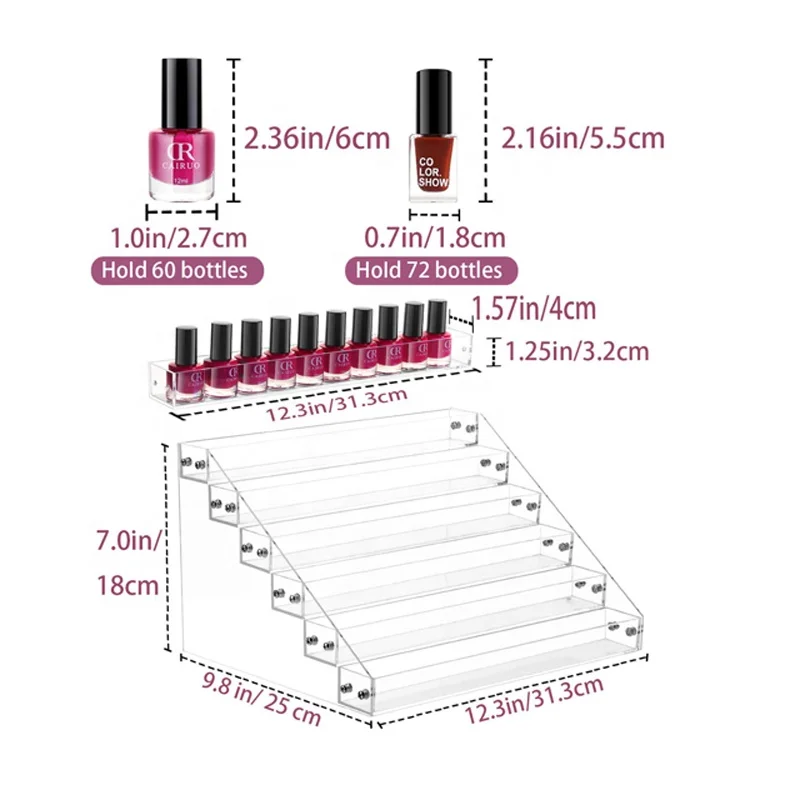 Custom plexiglass stand acrylic nail polish rack display stands makeup